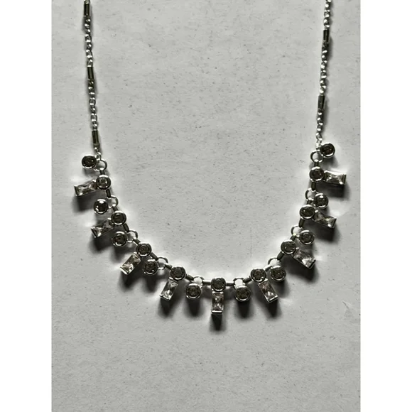Anne Klein Silver Tone Crystal Statement Necklace - Picture 3 of 5